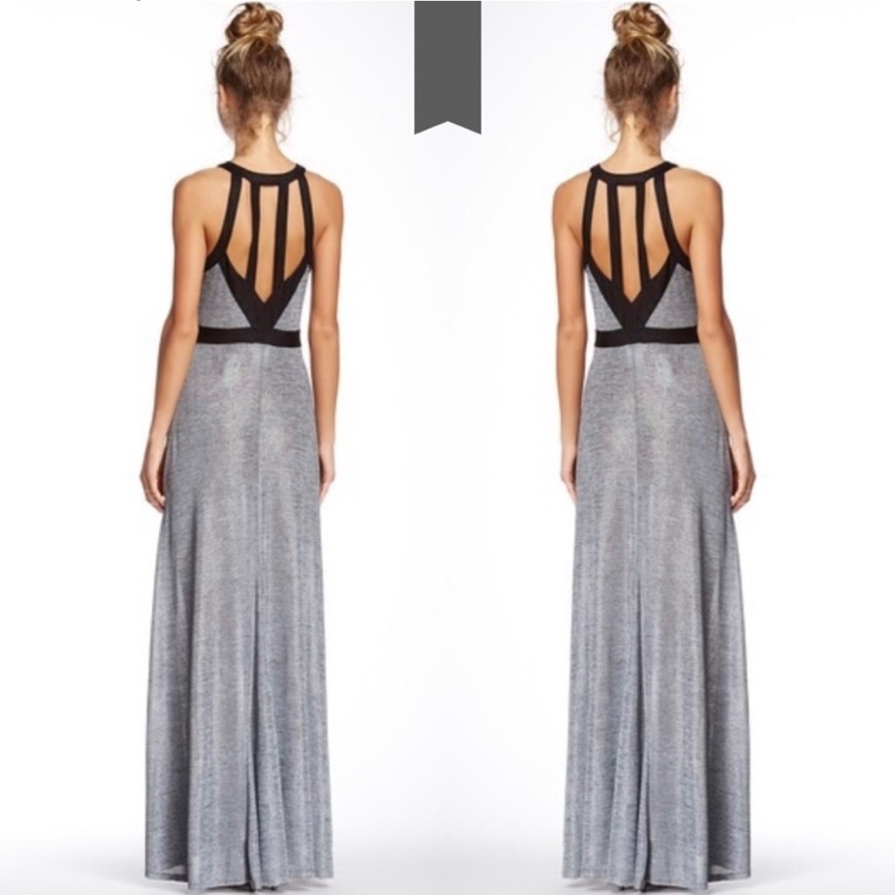 Bcbgeneration Gray Shimmer Metallic Split Front S… - image 5